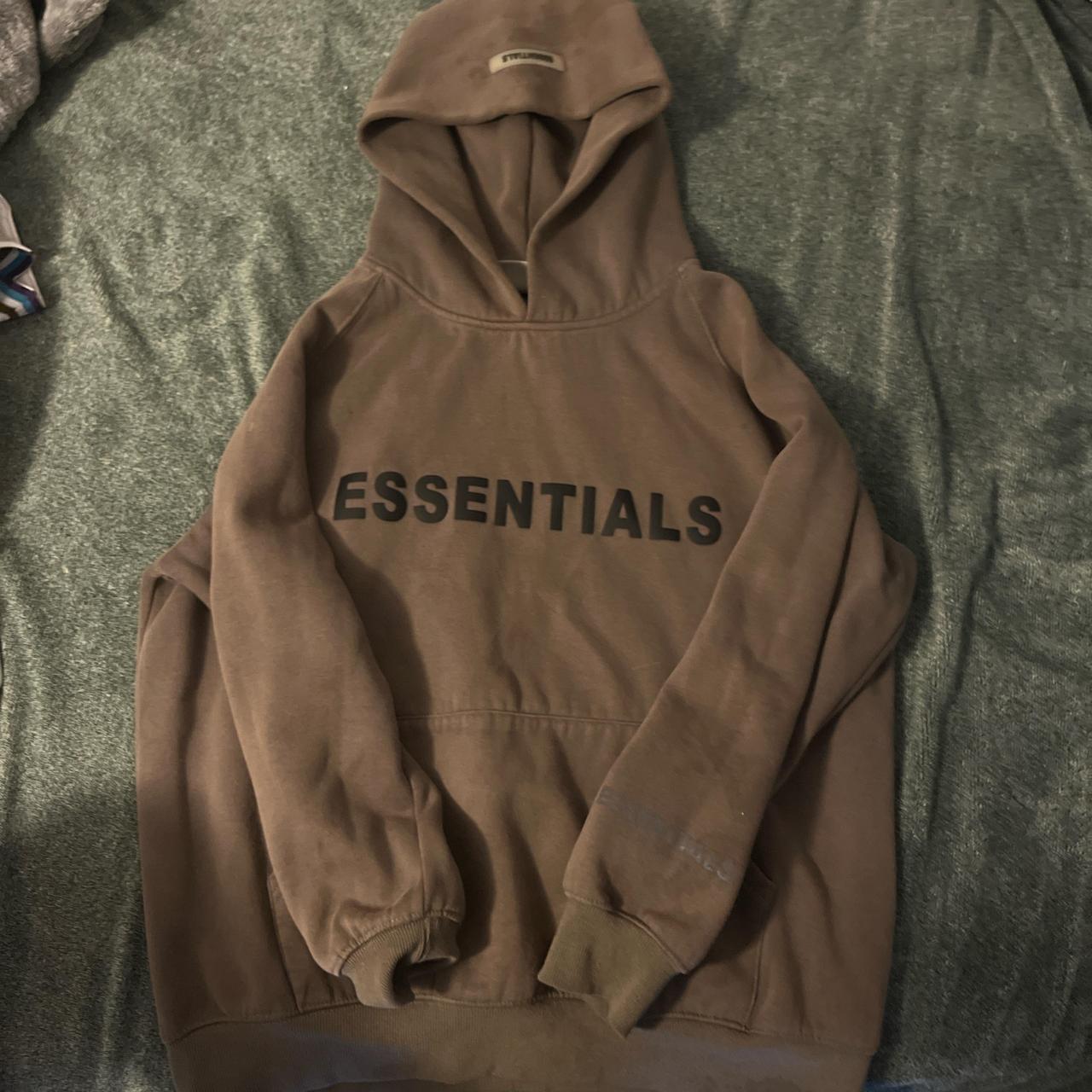 Essentials Brown Hoodie Has some very unnoticeable... - Depop