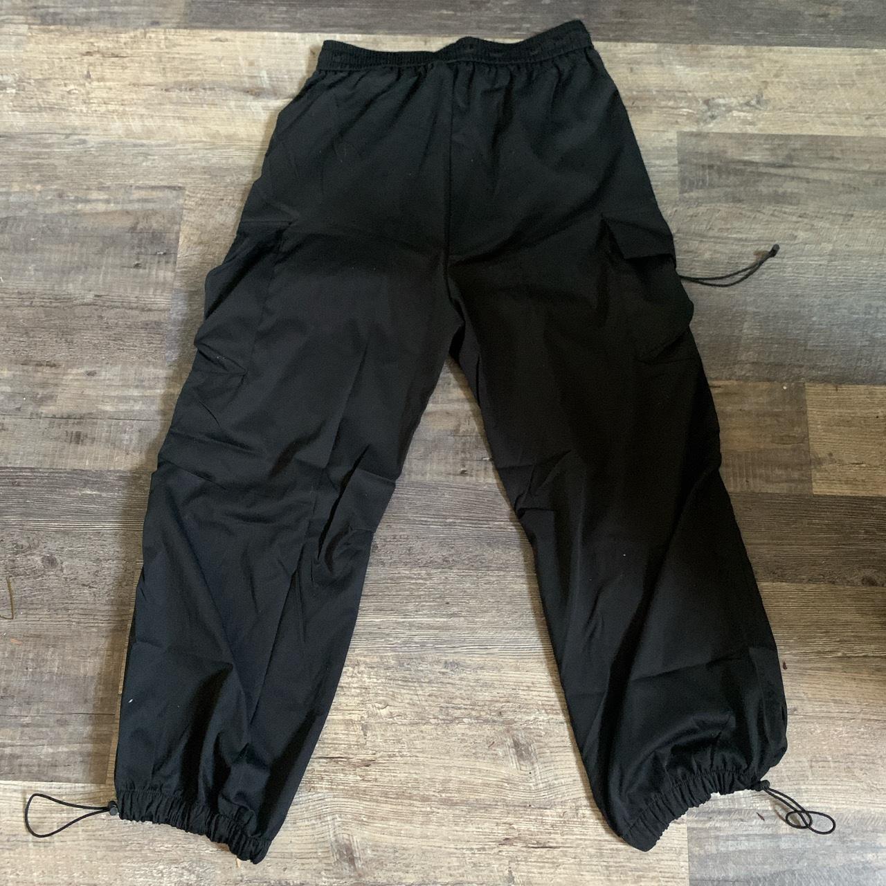 black parachute cargo pants Depop