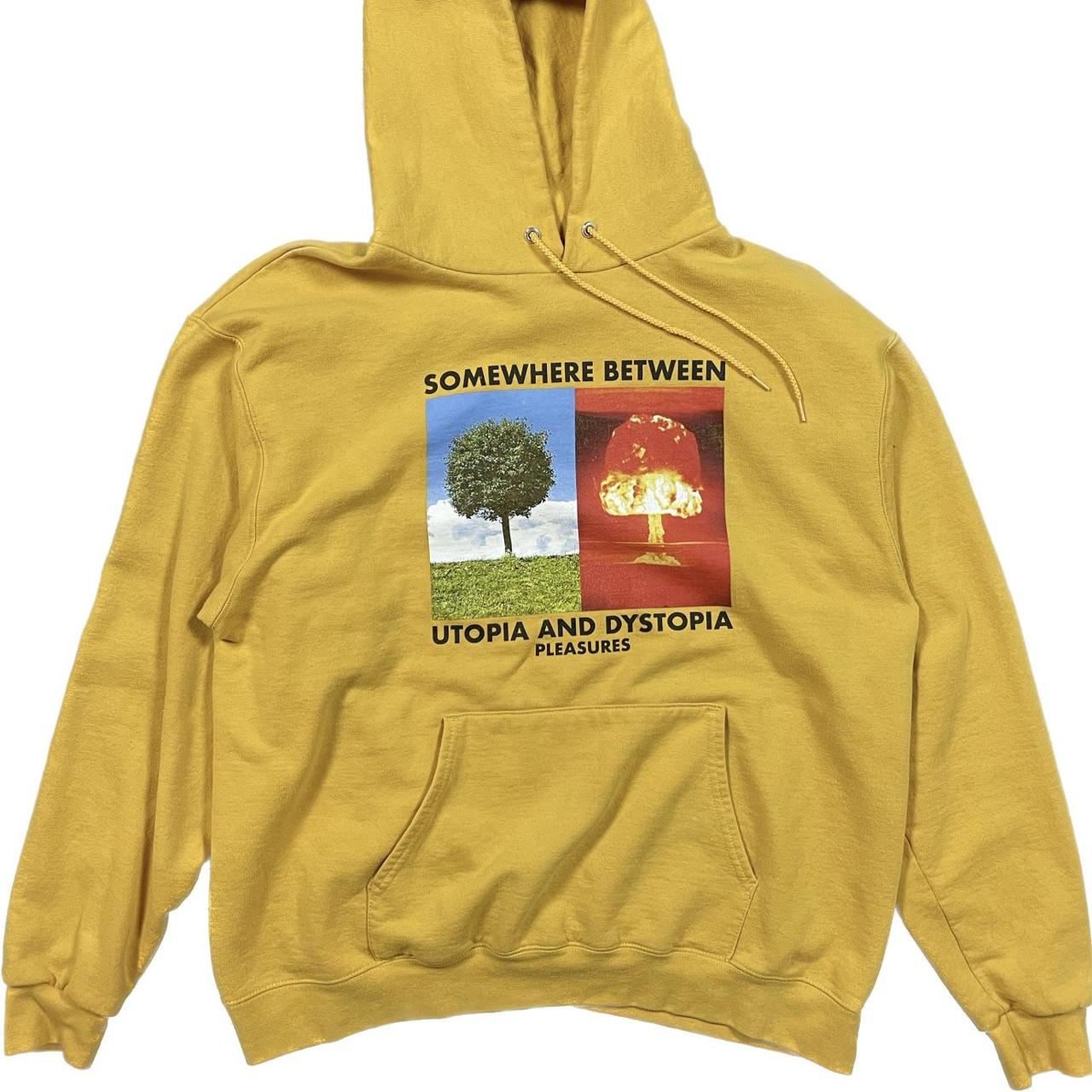 Pleasures yellow outlet hoodie