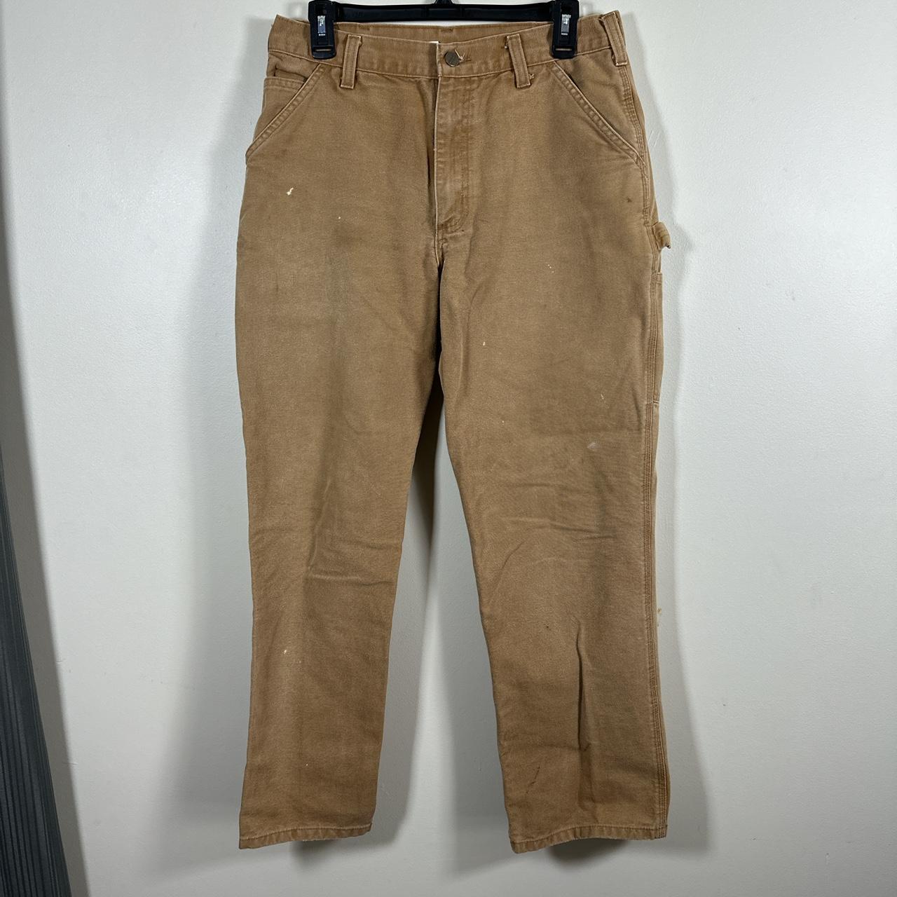 Carhartt Khaki Carpenter Workwear y2k Skater Pants,... - Depop