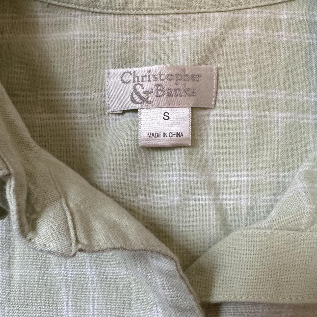 Green Button Up Christopher Banks Plaid Shirt - Depop