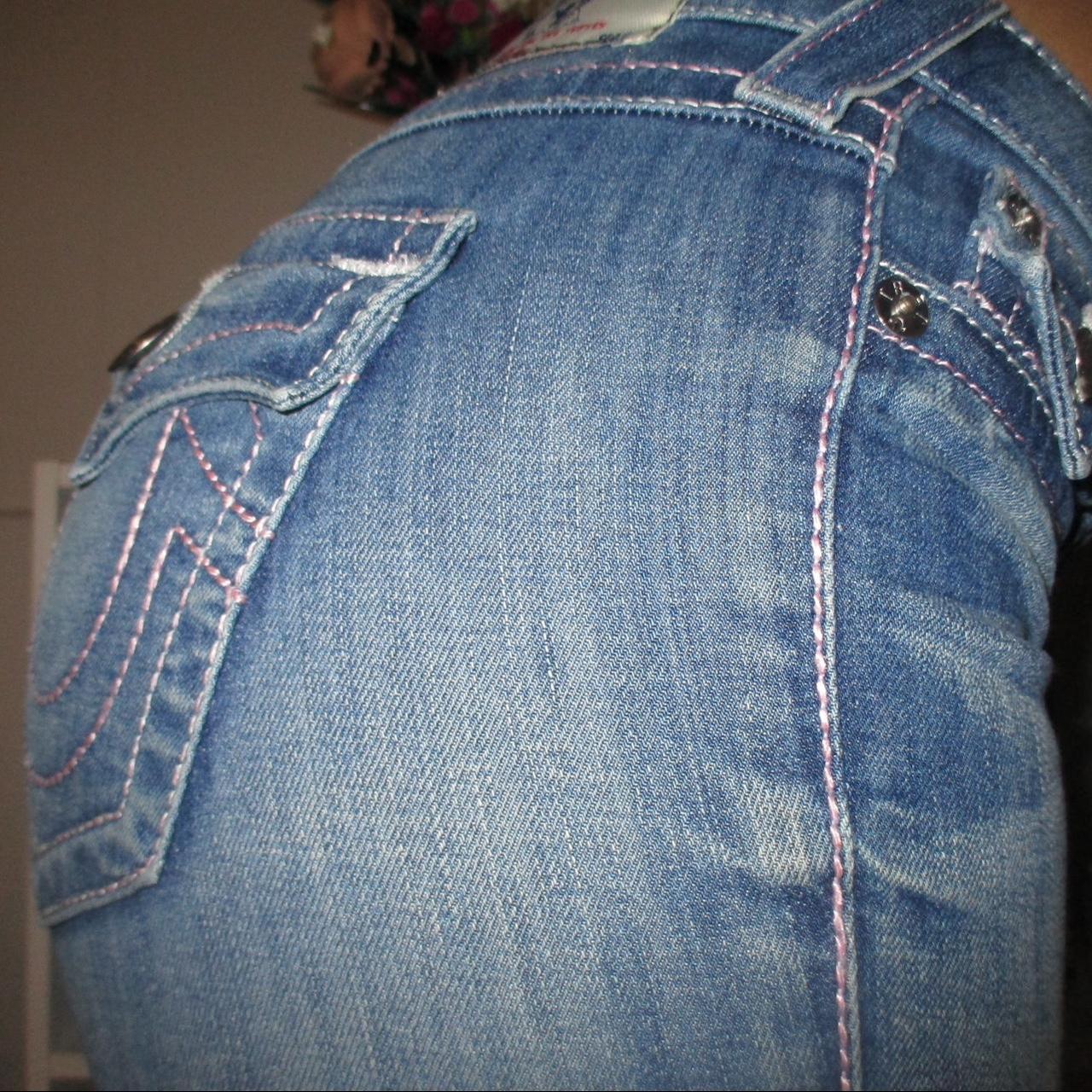 Pink stitch True Religion jeans Y2K!!! skinny &... - Depop