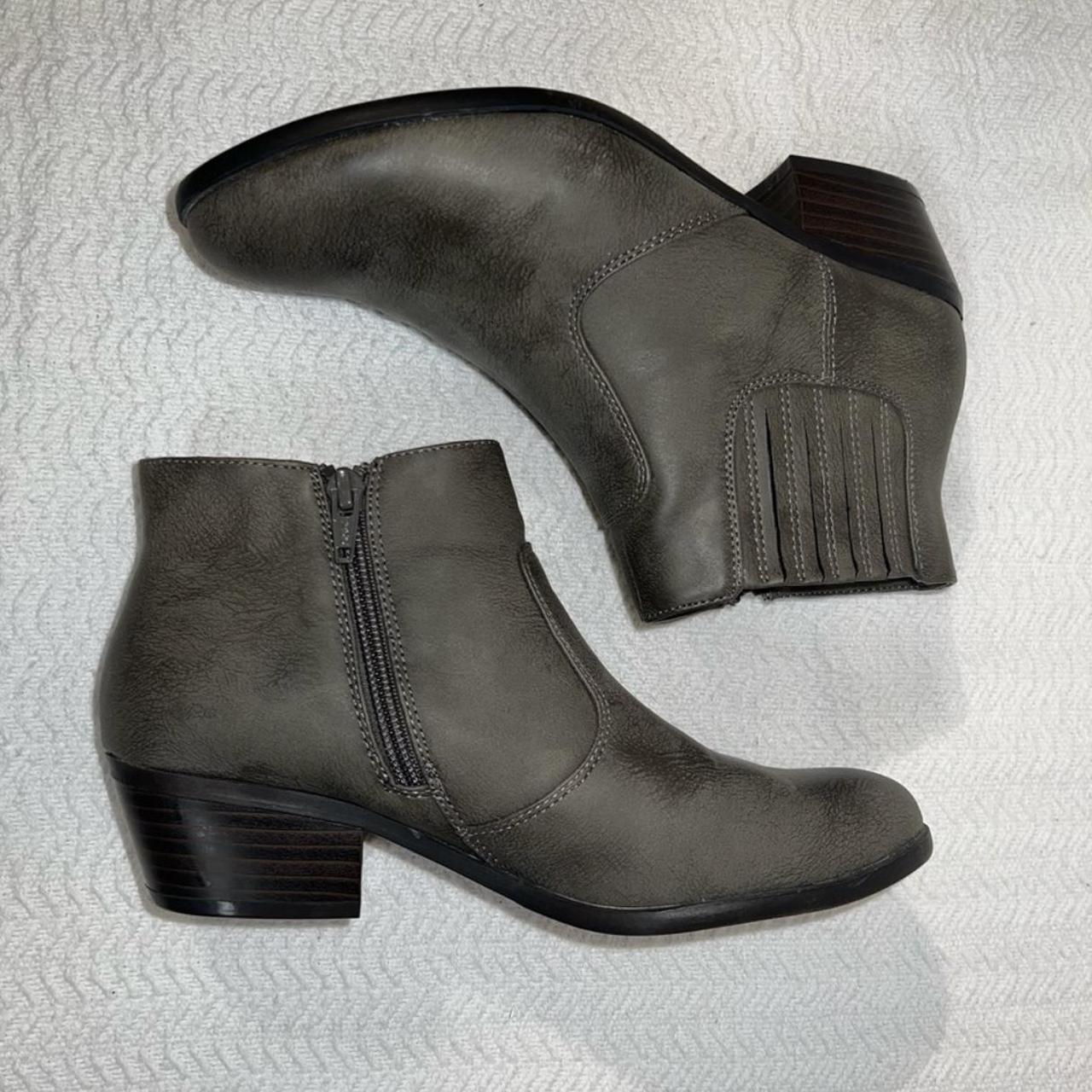 kim rogers brown/grey ankle booties, worn only