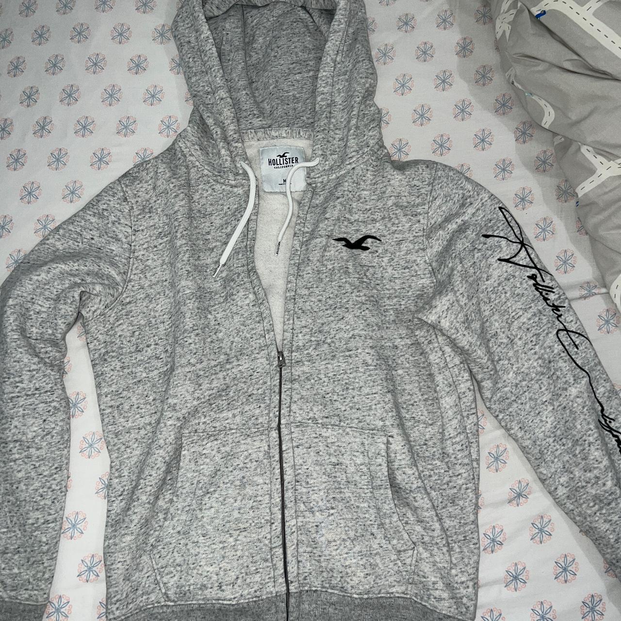 Grey and hotsell white hollister hoodie