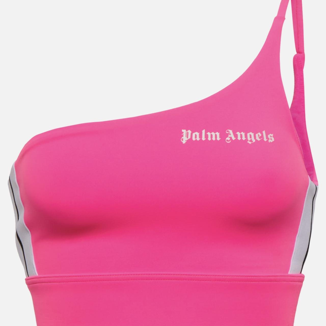 Palm Angels Women's Pink and White Crop-top