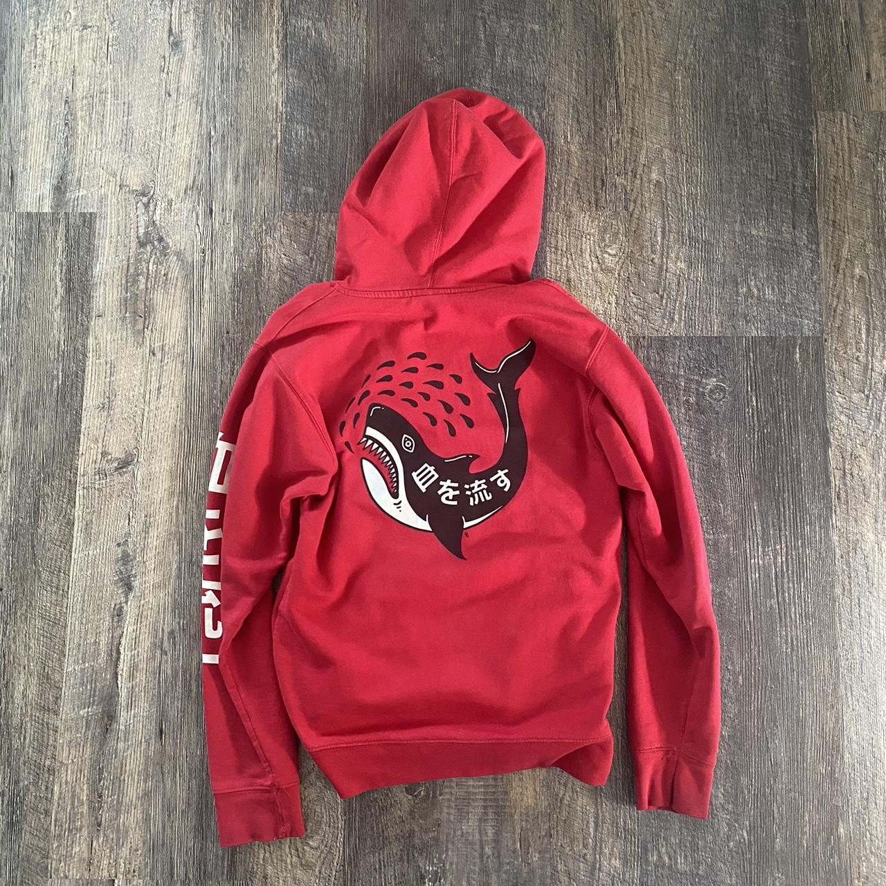 red sketchy tank hoodie japanese lettering size