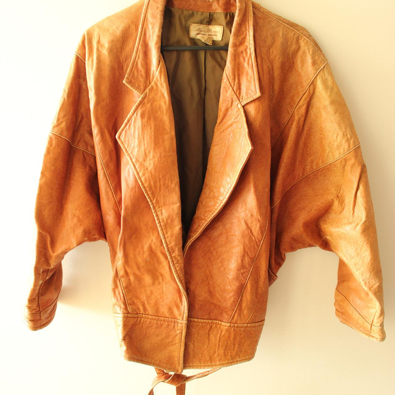 Vintage Leather bomber jacket, classic bomber shape,... Depop