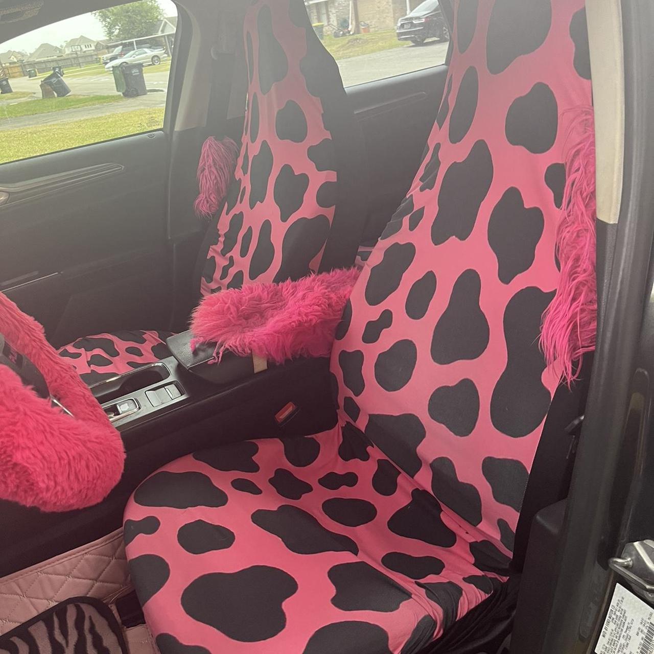HOT PINK COW PRINT CAR SEAT COVERS! ☆ 2 front seat... Depop