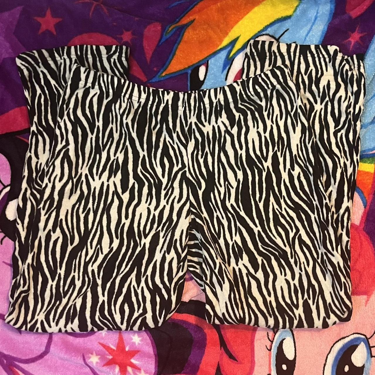 Zebra print PJ pants Size medium Condition... Depop