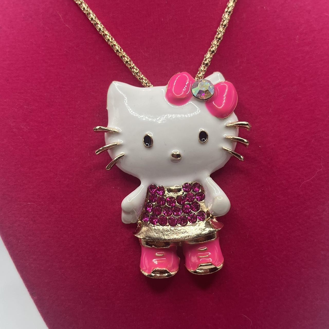 Pink hello kitty Betsey Johnson necklace Length:... - Depop