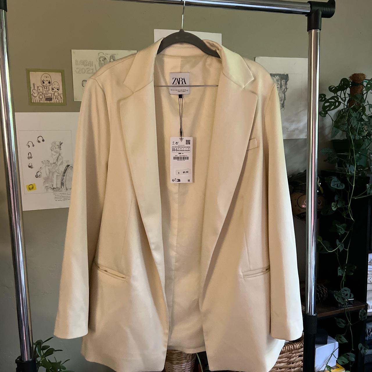 Zara Women Suit Jacket Blazer Ivory Satin 2010/762/715 Depop