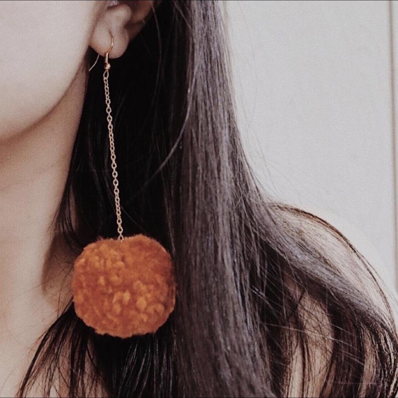 Orange pom clearance pom earrings