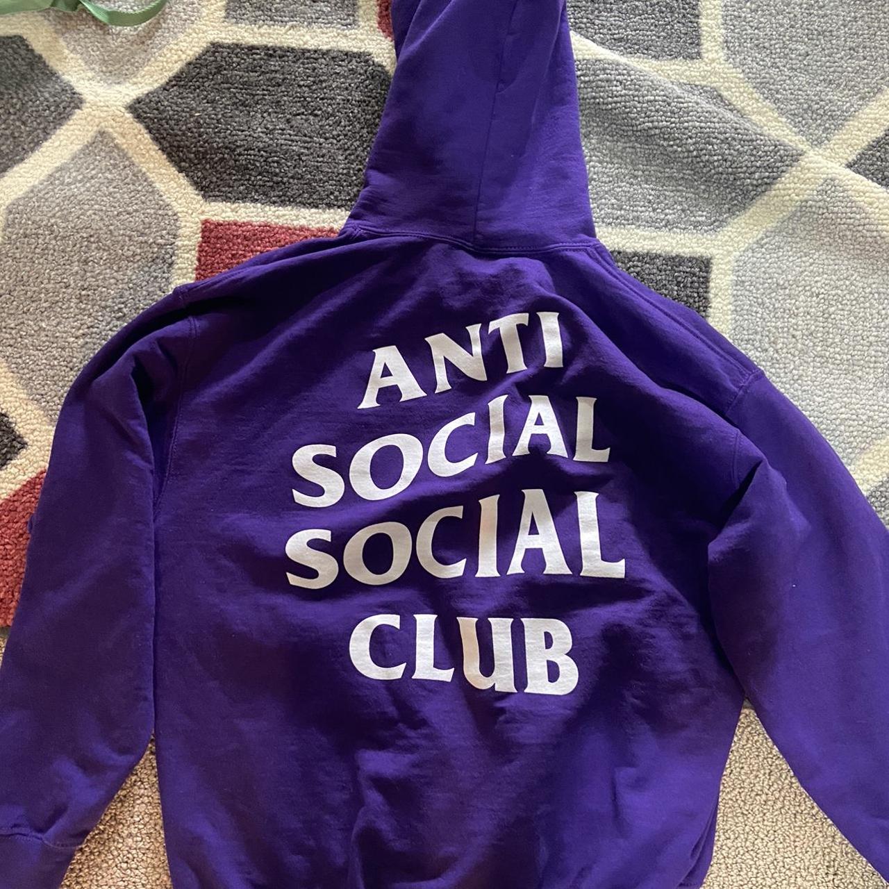 Anti Social Social Club Men's Purple and White Hoodie (2)