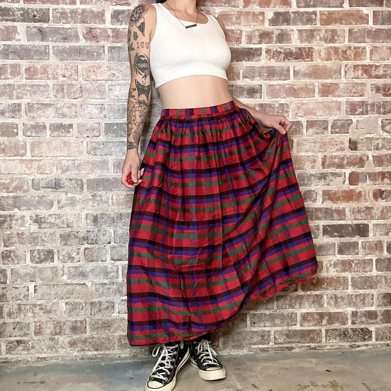 Plaid maxi skirt clearance 80