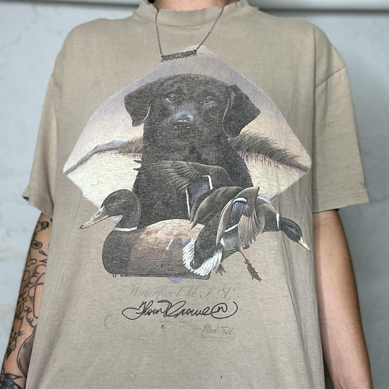 vintage 90s black lab dog tshirt red tail and dog... Depop
