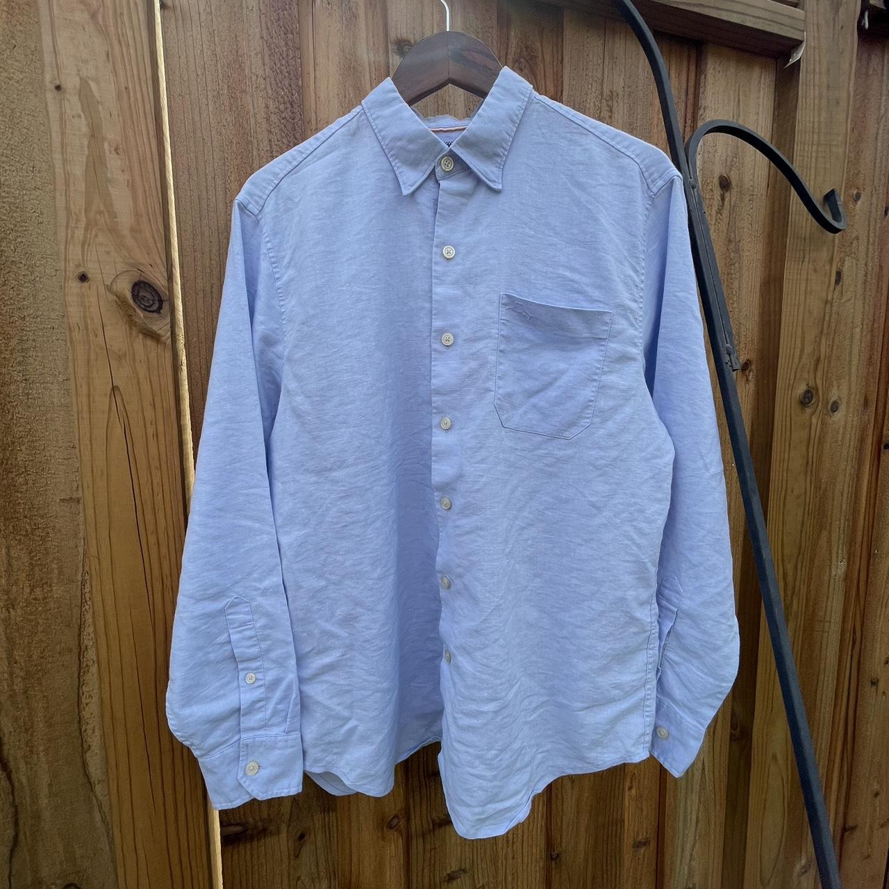 Tommy Bahama Blue Linen shirt Shoulder : 18... - Depop