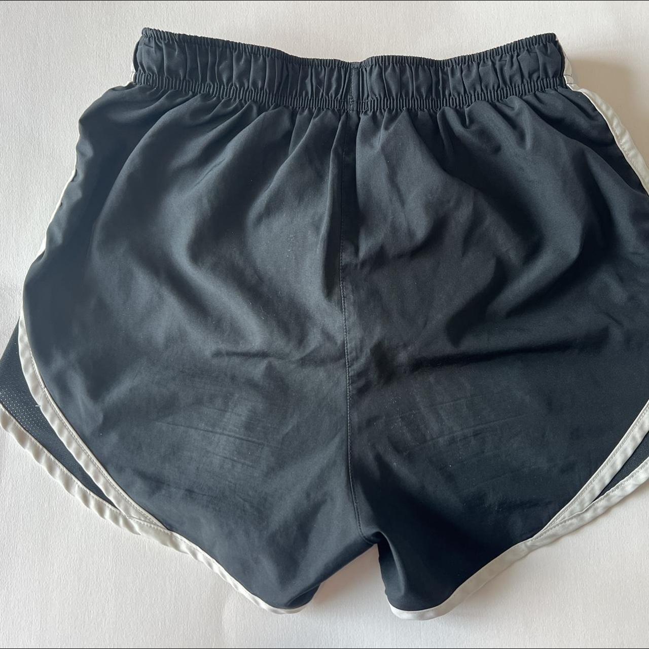 NIKE black short with white accents - Depop