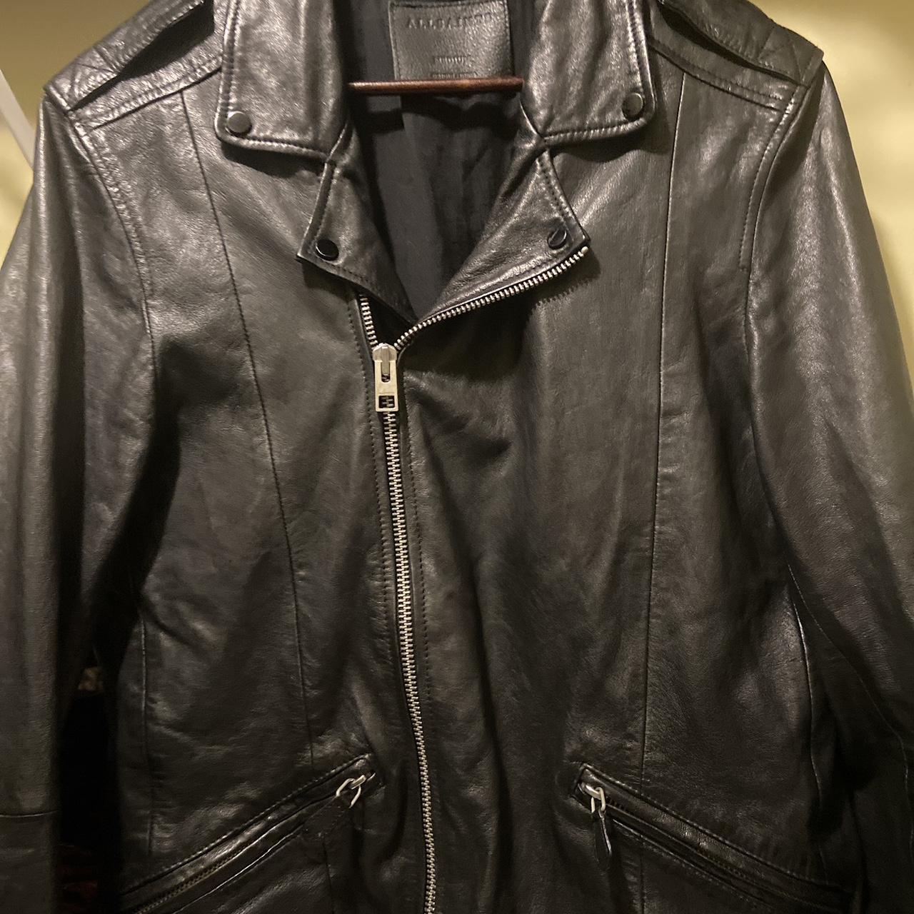 Timeless Allsaints leather Biker Jacket. Deep dark. Depop