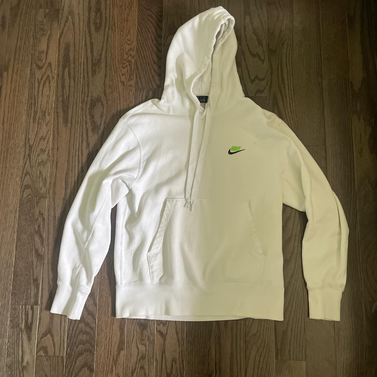 White nike hoodie Size small small stains and Depop