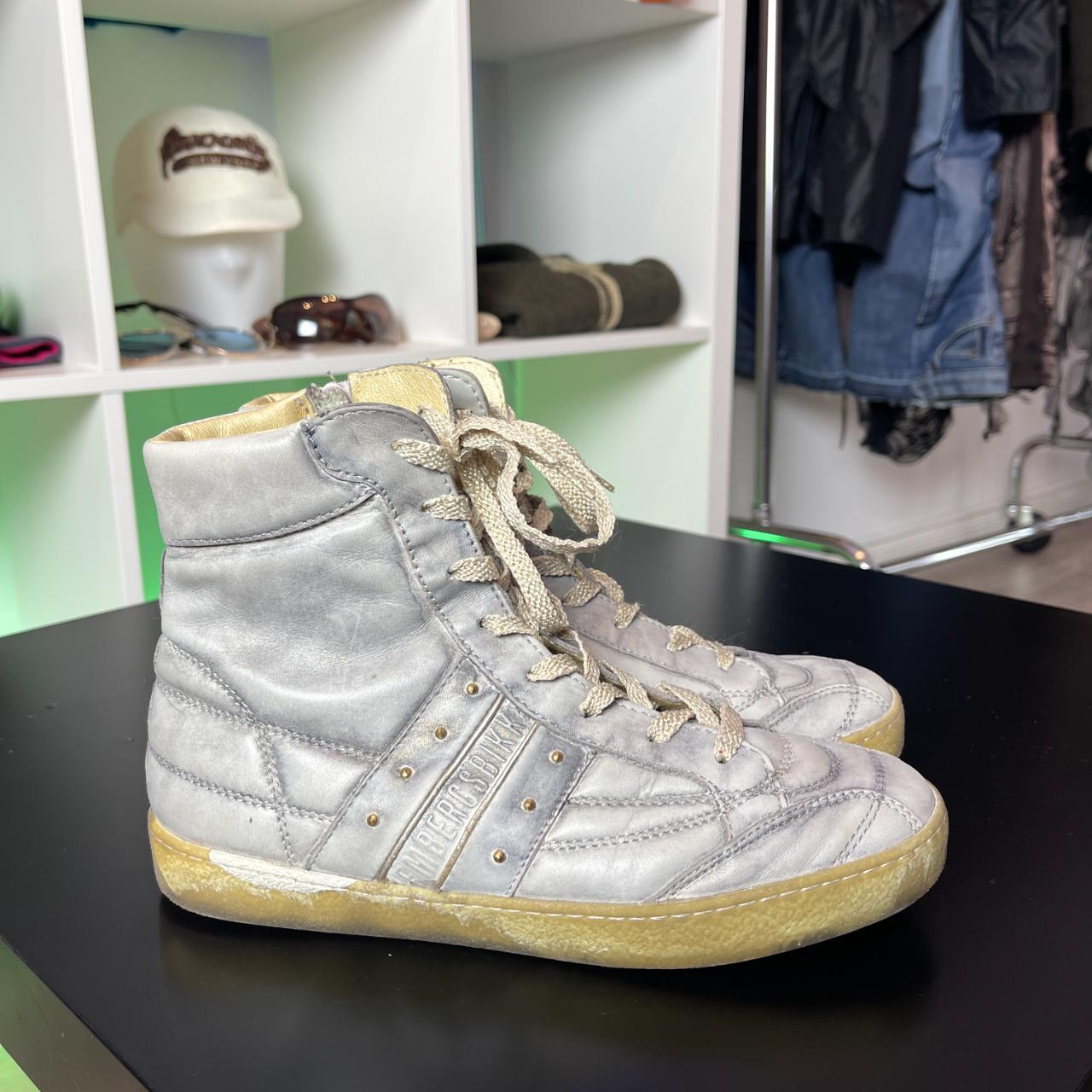 Dirk Bikkembergs Washed Grey High Top Sneakers