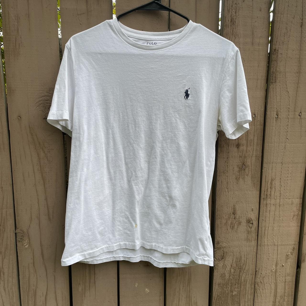 White Polo T-shirt Mens Size Small... - Depop