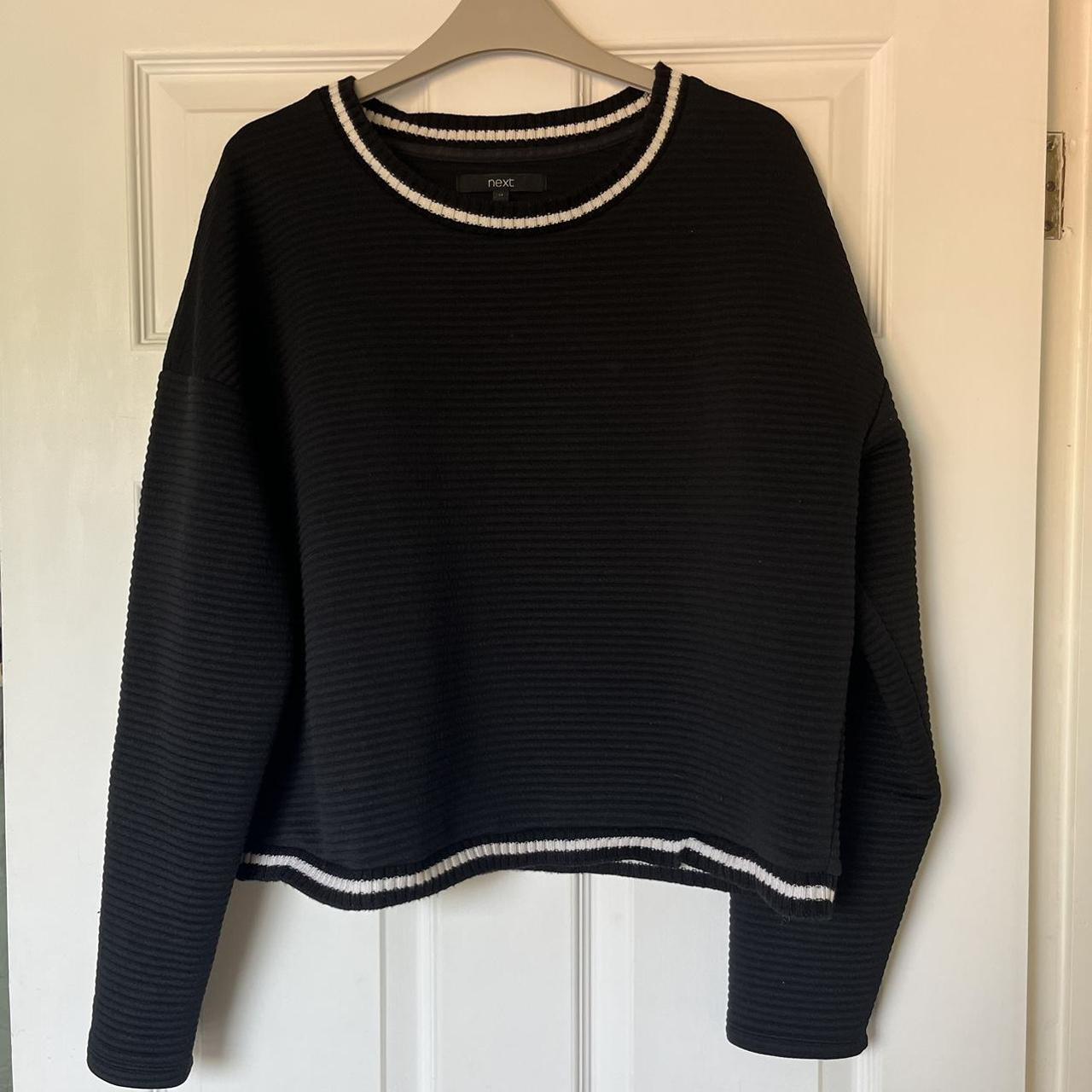 Next Black ribbed jumper size 14 Nice white... - Depop