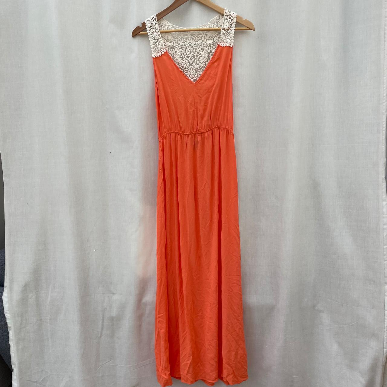 Women's Orange and Cream Dress Depop