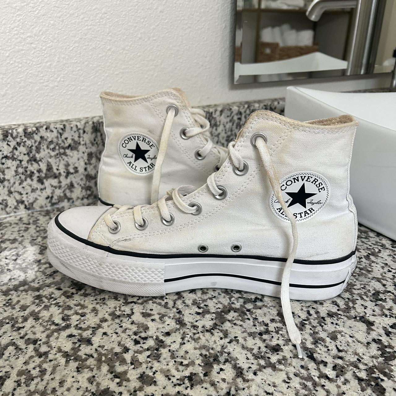 White high top Converse trainers. These honestly... - Depop