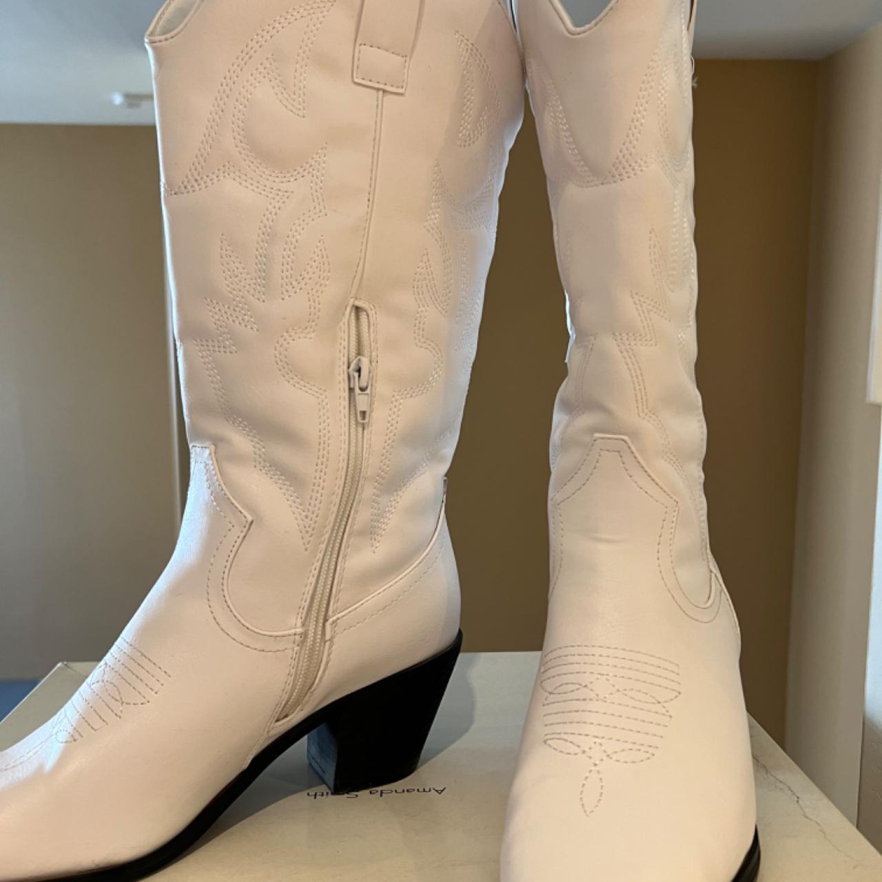 Princess Polly Women's White Boots Depop