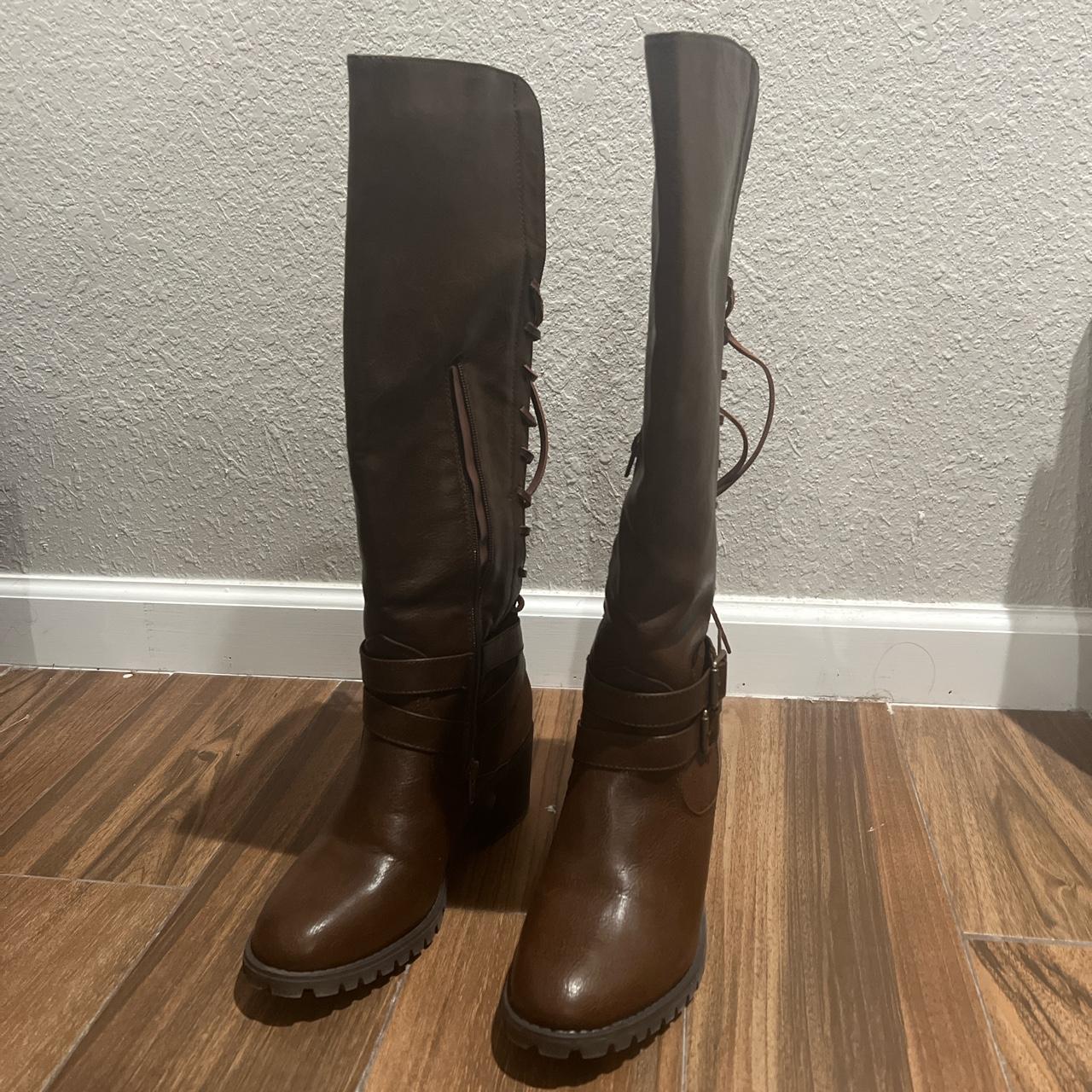 Heeled tall riding boots Depop