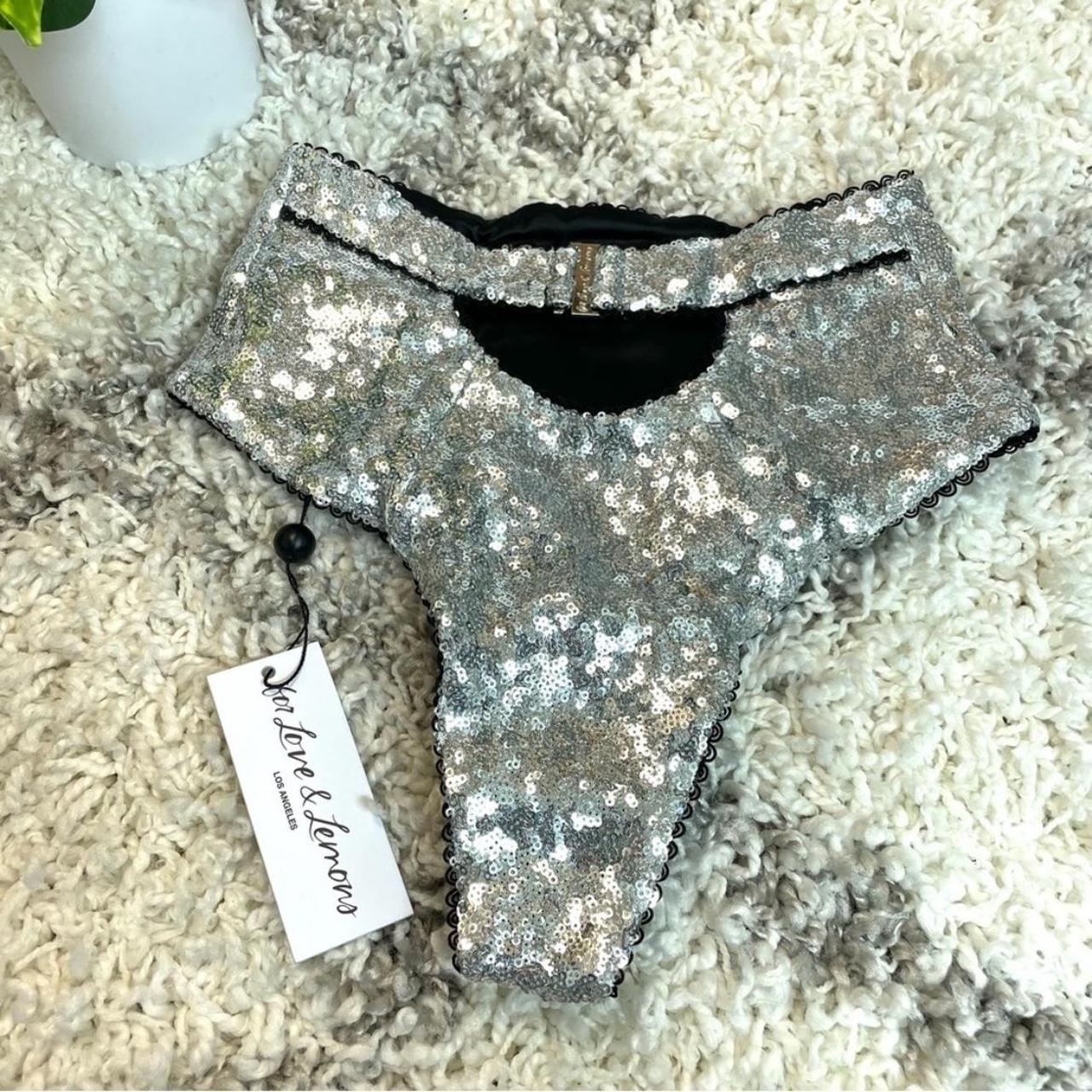 For love and lemons silver sequin panty size xxs new