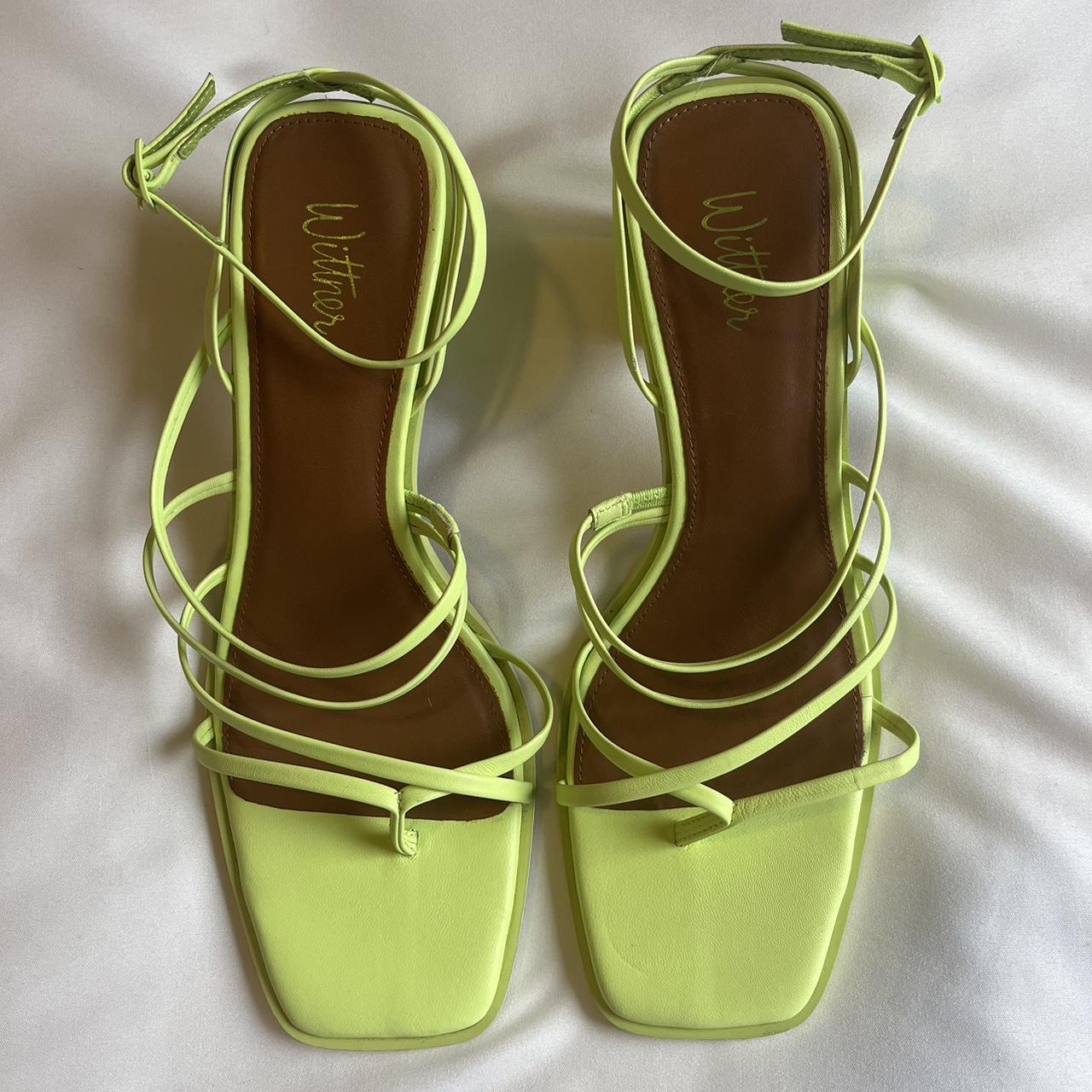 Strappy lime green Wittner heels.💚 Worn only once,... - Depop