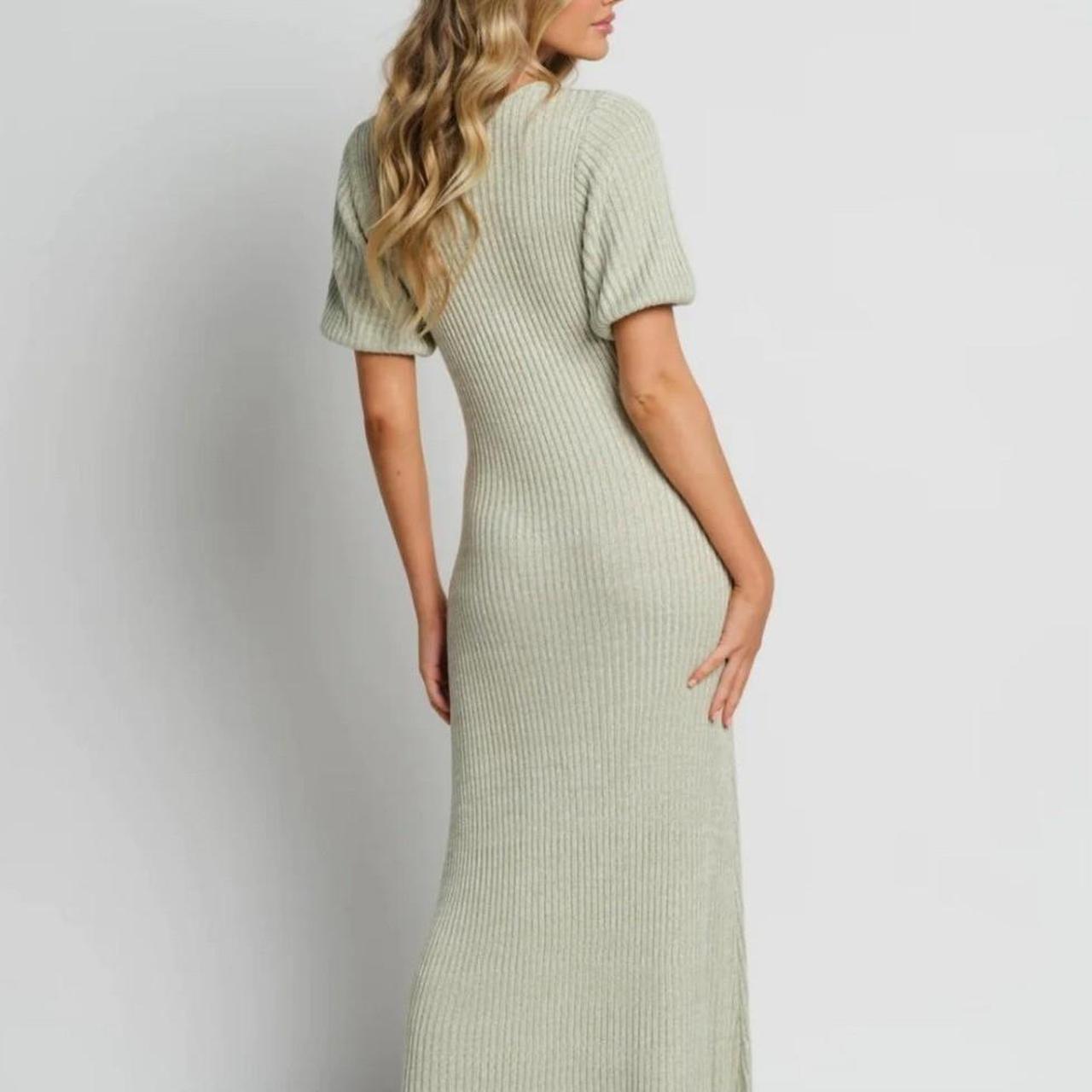 Apero Amalfi knit midi dress sage green Size XL... - Depop