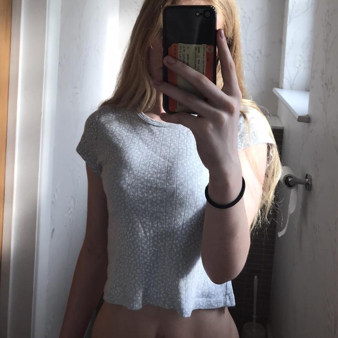 Brandy melville blue floral print crop top! Perfect... Depop