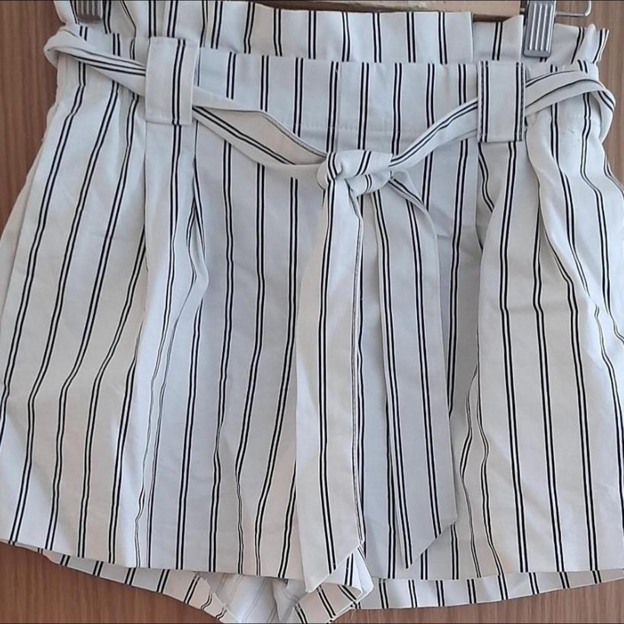 Zara trf White & navy shorts Paperback tiewaist... - Depop