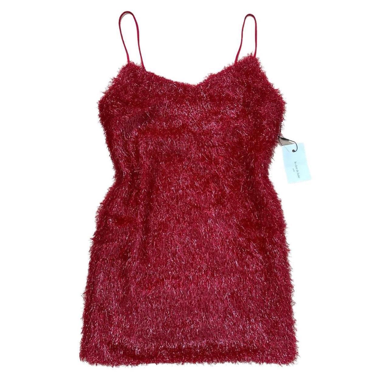 ⭐️NWT CLAIR DE LUNE RED TINSEL BODYCON MINI... Depop