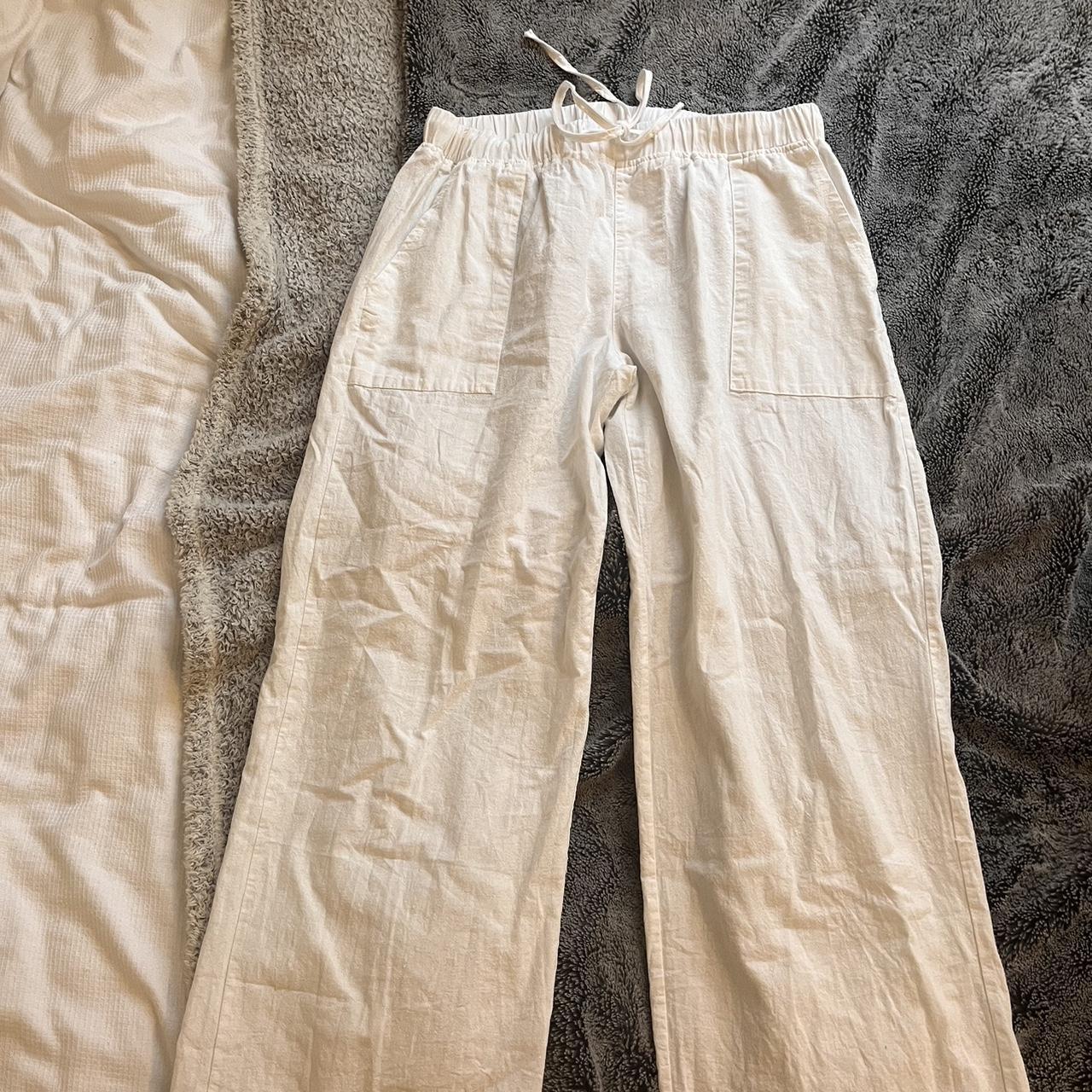 Amazon m white linen trousers with pockets 🤍 Only... - Depop