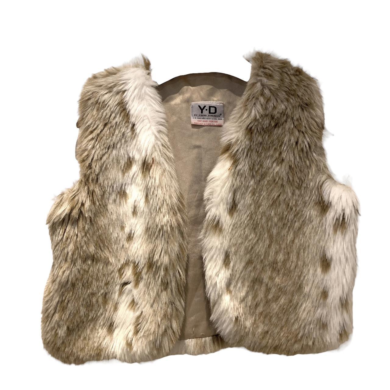 Y2K FUR SLEEVELESS JACKET Vintage faux fur vest... - Depop