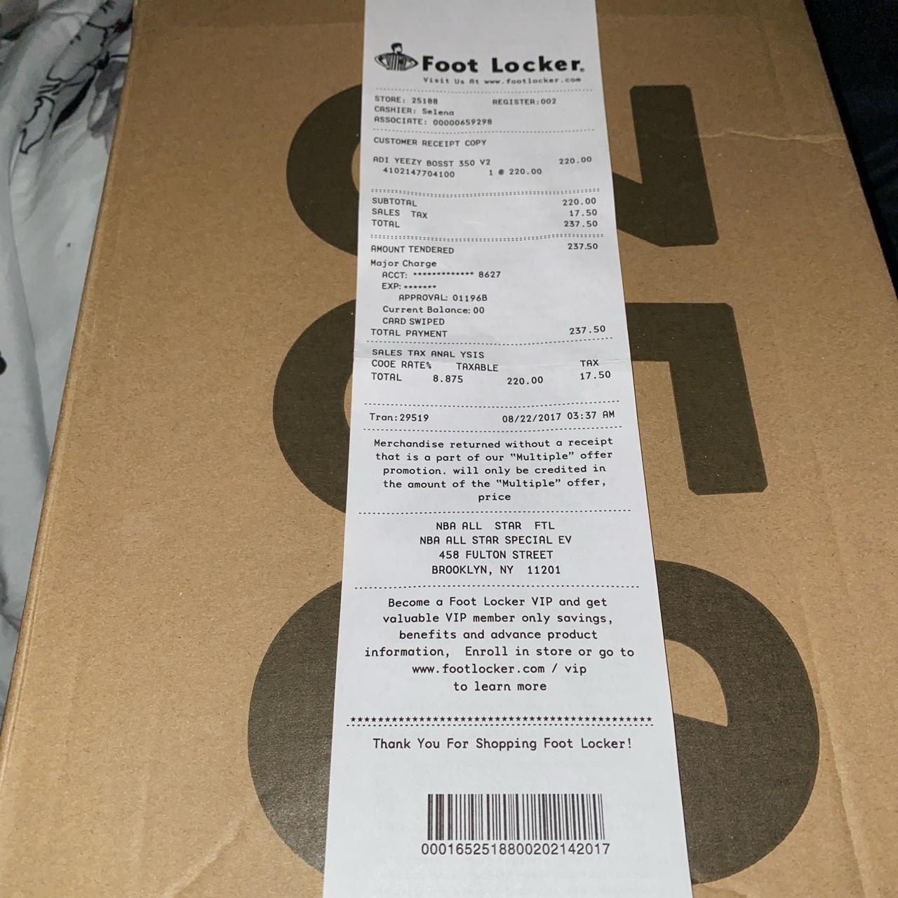 Fake yeezy 2025 footlocker receipt