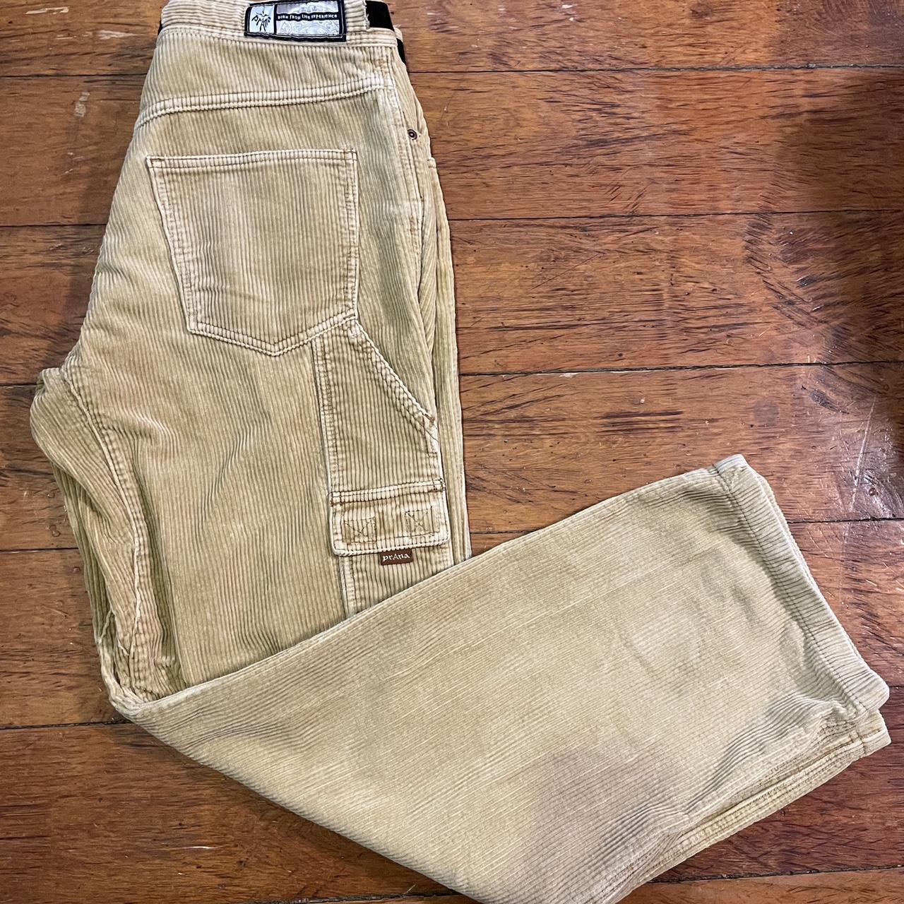 Yellow corduroy prana pants Baggy fit Thrifted Dm... - Depop