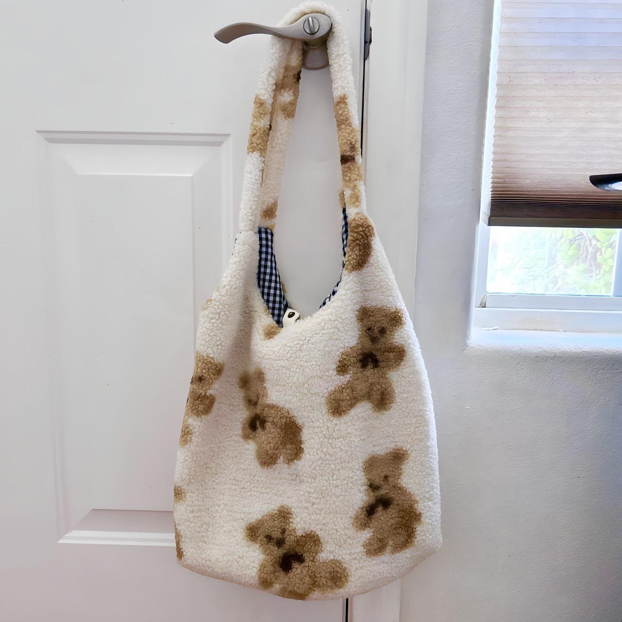 plush teddy bear tote bag 🧸 it has 2 pockets inside... - Depop