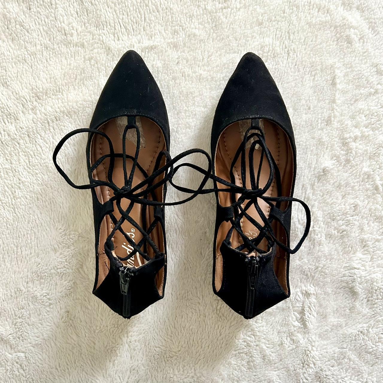 Pointy Toe Ankle Wrap Flats used a few times but... - Depop