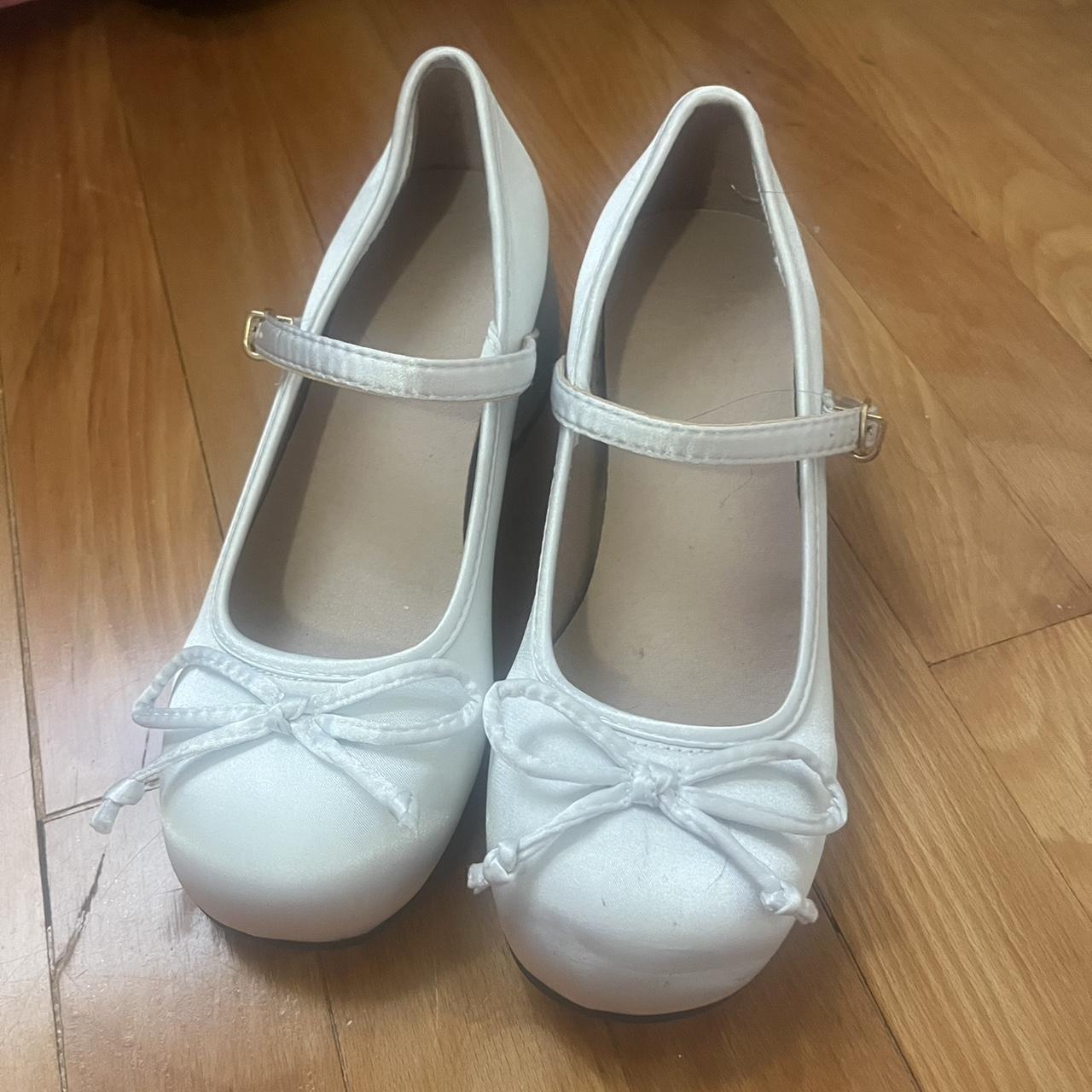 white ballet slipper shoes sooo cute and... - Depop