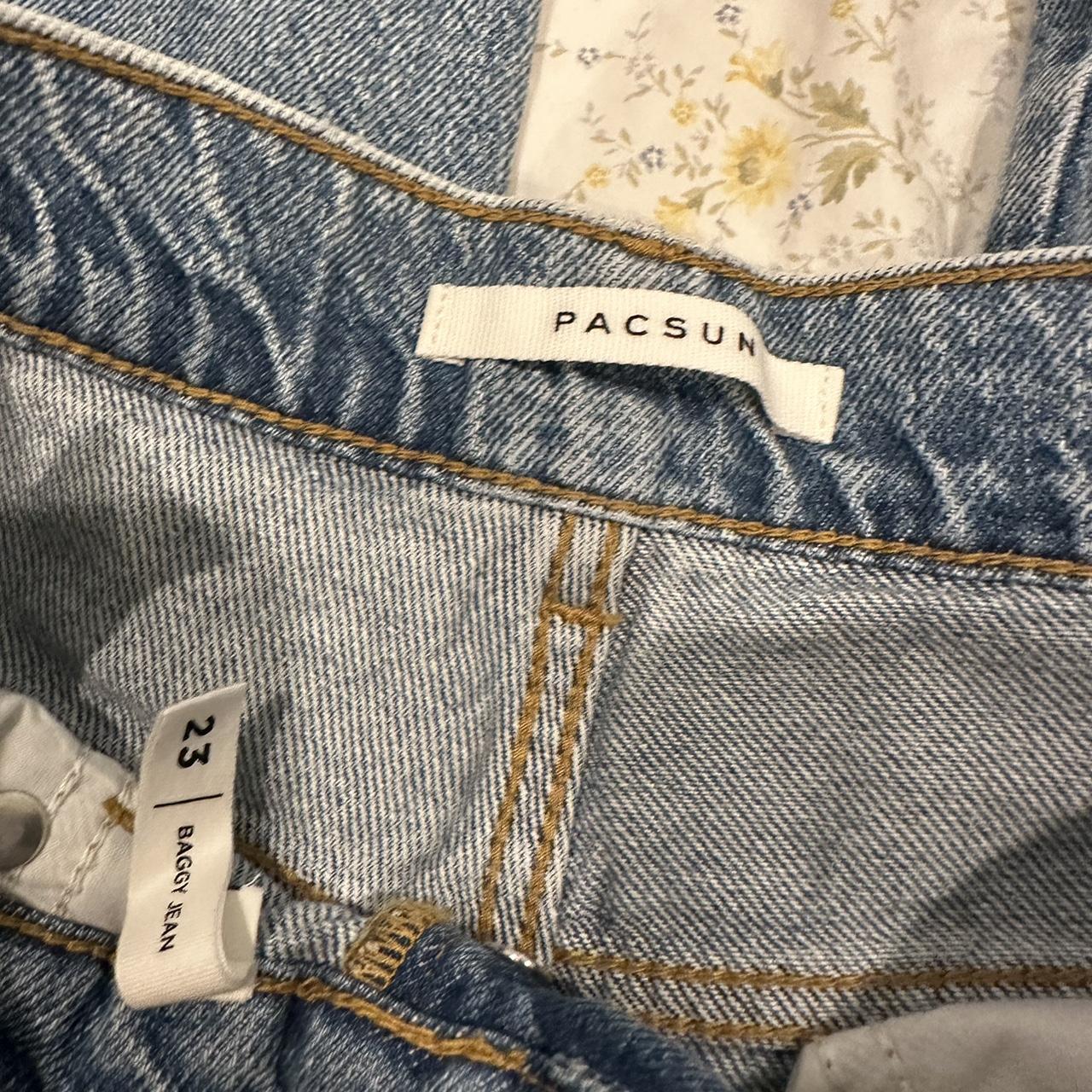 pacsun blue button-up jeans size 23 has slits in... - Depop