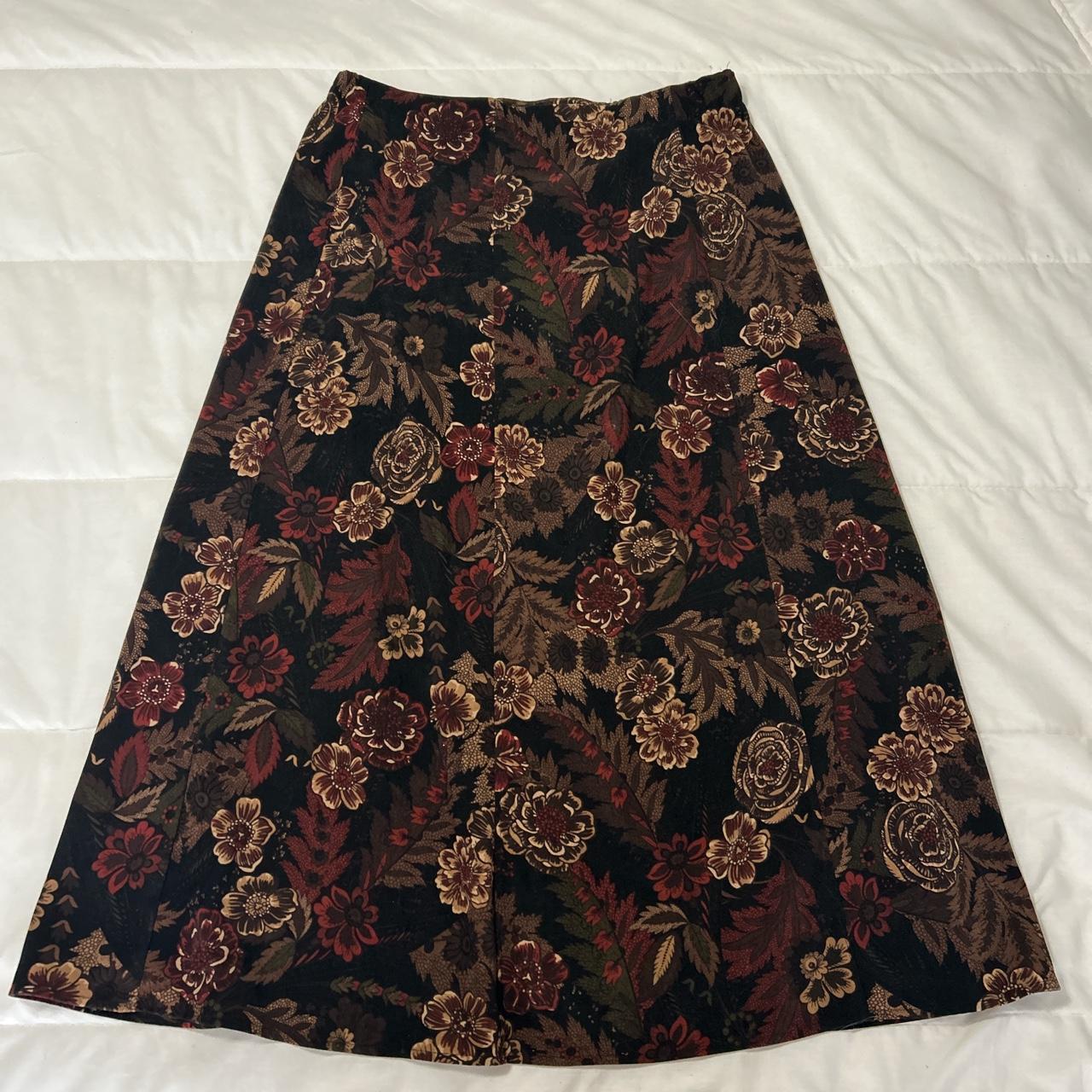 vintage floral patterned maxi skirt brand:... - Depop