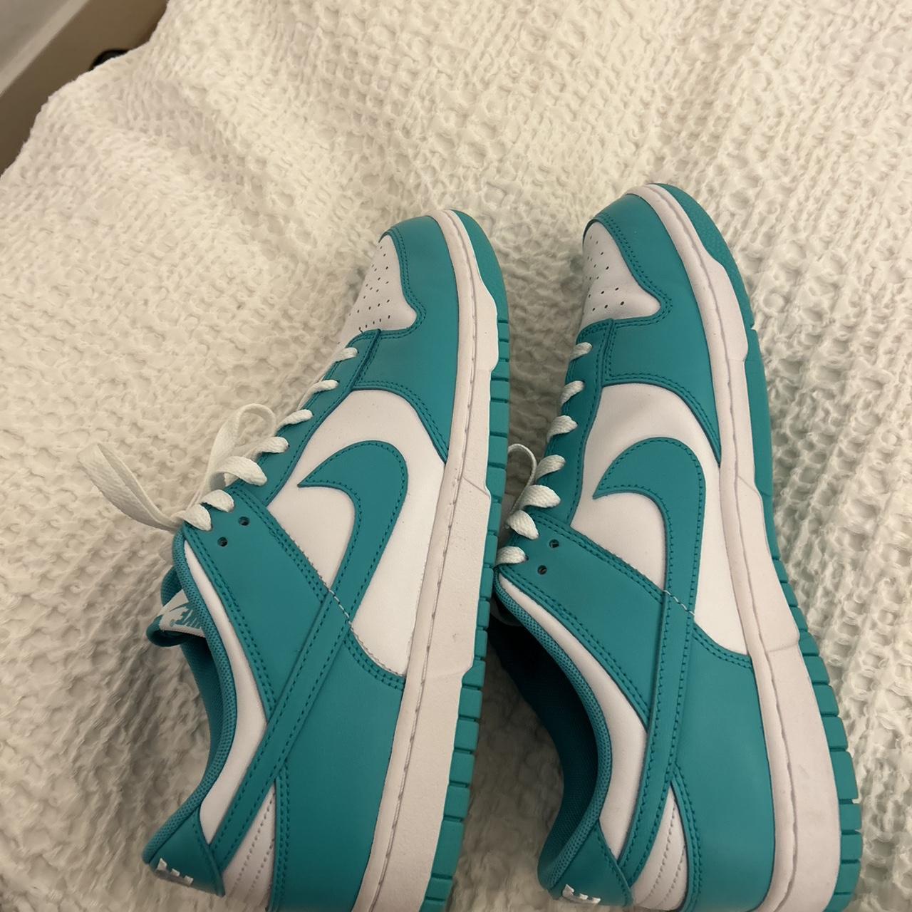 Nike Dunk Low top turquoise and white size Depop