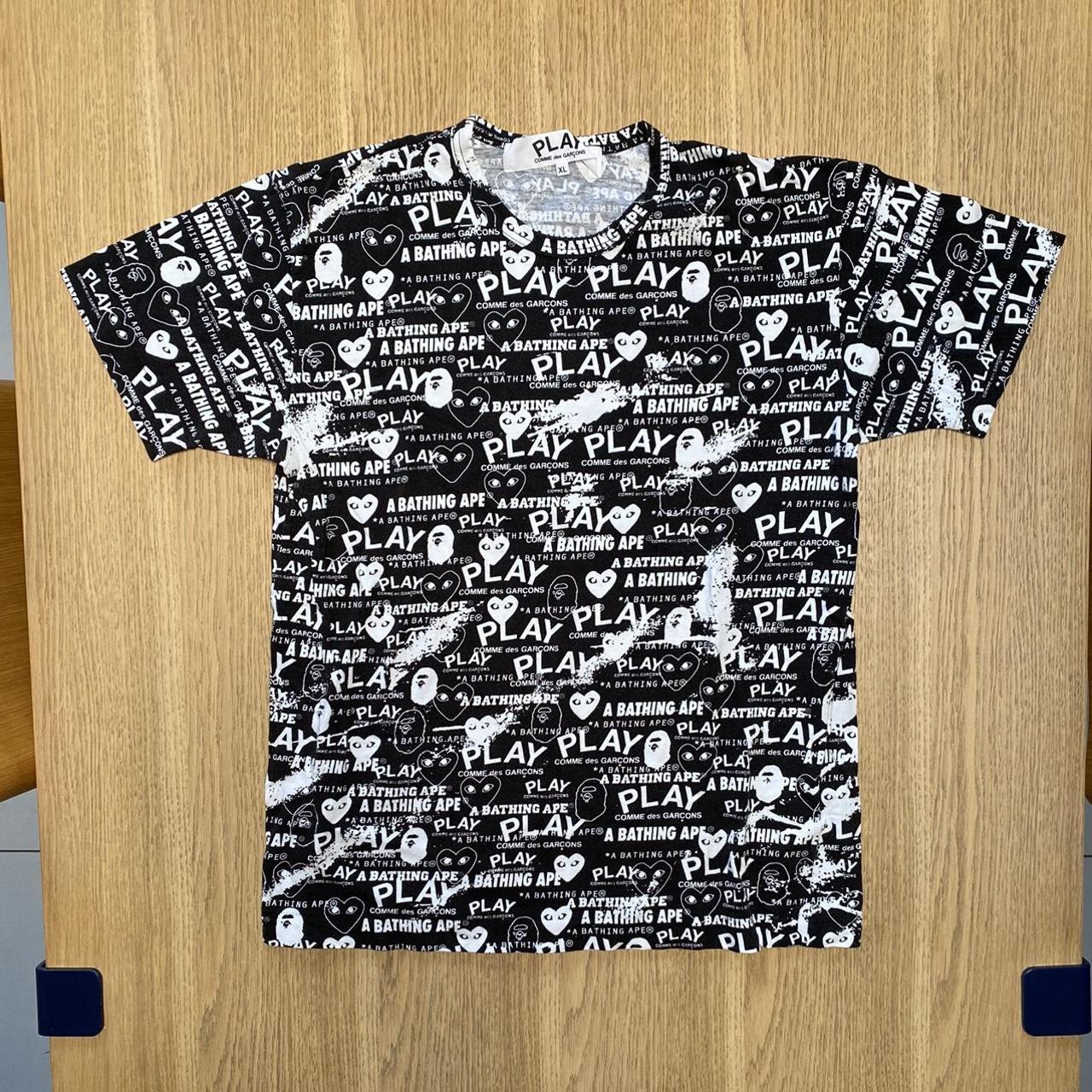 BAPE Men's Black and White T-shirt | Depop