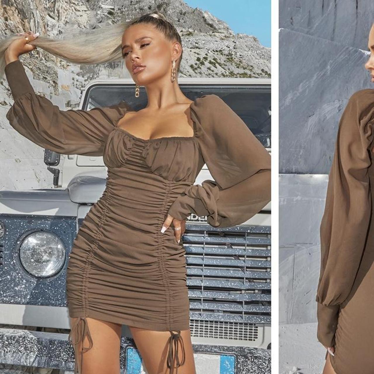 plt brown cut out dress