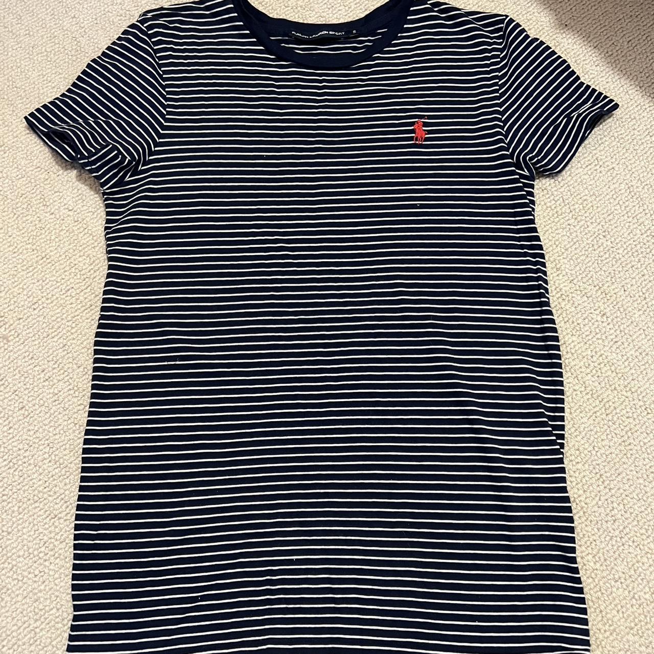 RALPH LAUREN SPORT - navy blue and white stripe with... - Depop