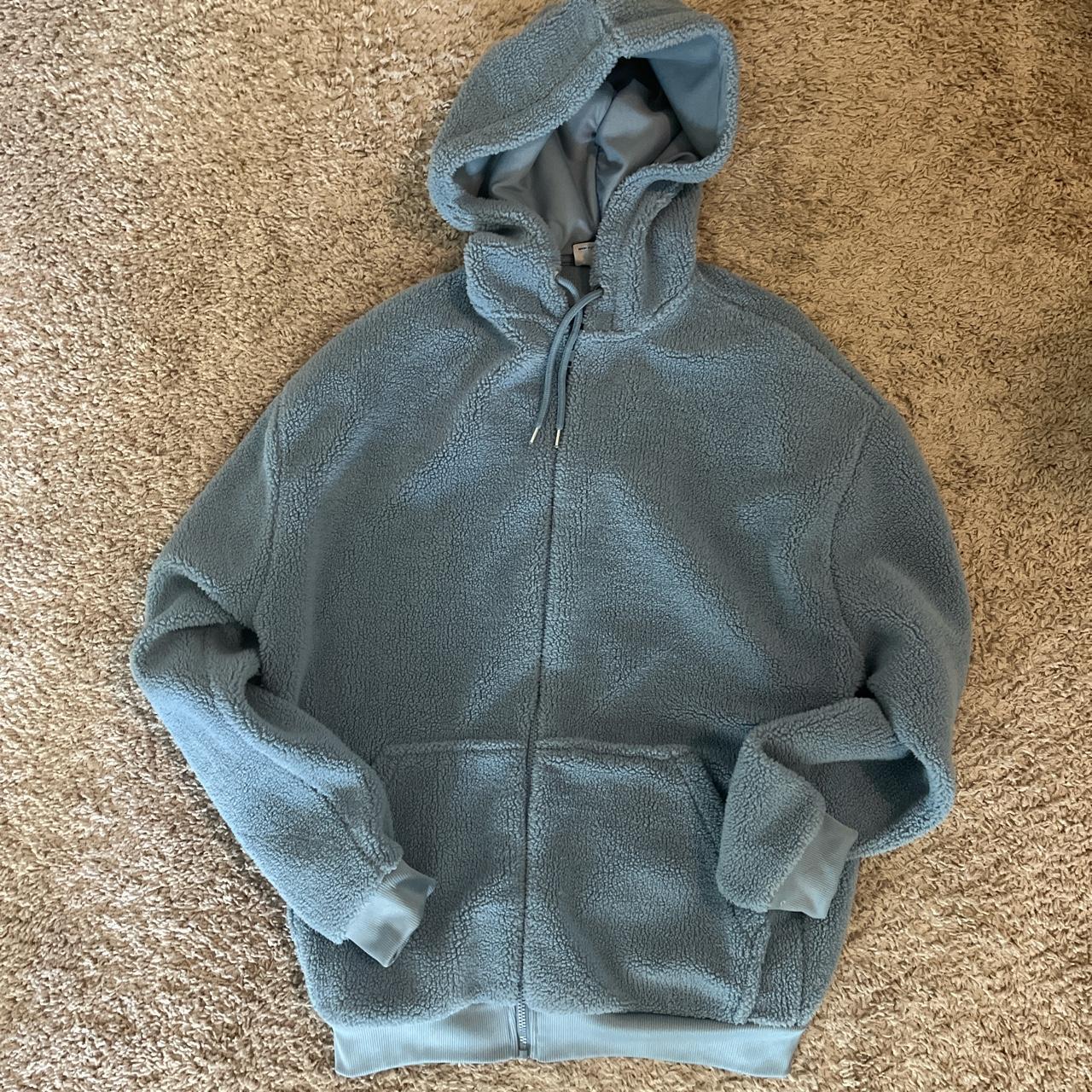 Baby Blue Fuzzy Hoodie Size Small but can fit... - Depop